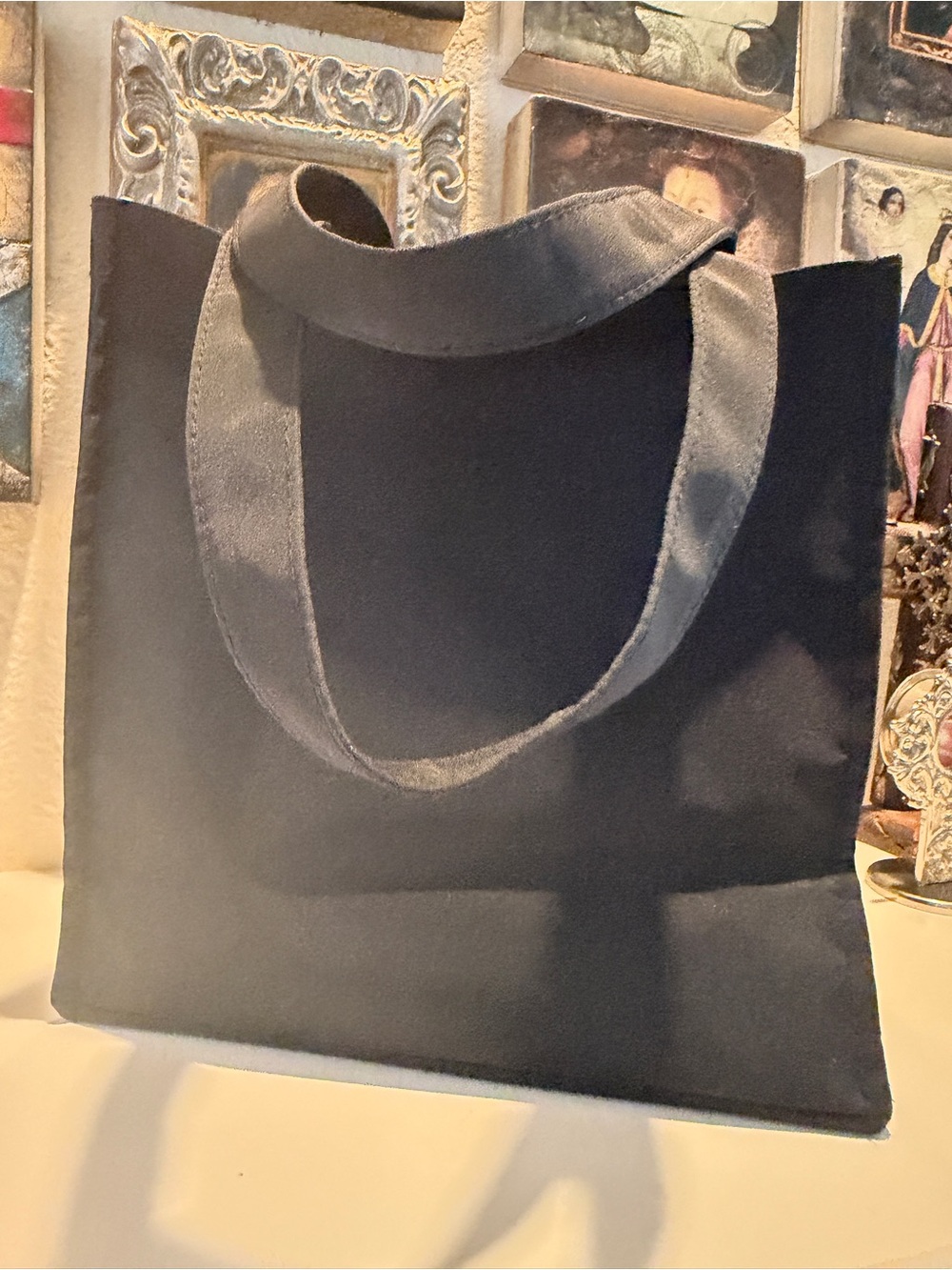 Harrods Nylon Tote Bag 10x10 Gold Embossed Logo Shopper Travel Bag - Picture 9 of 10